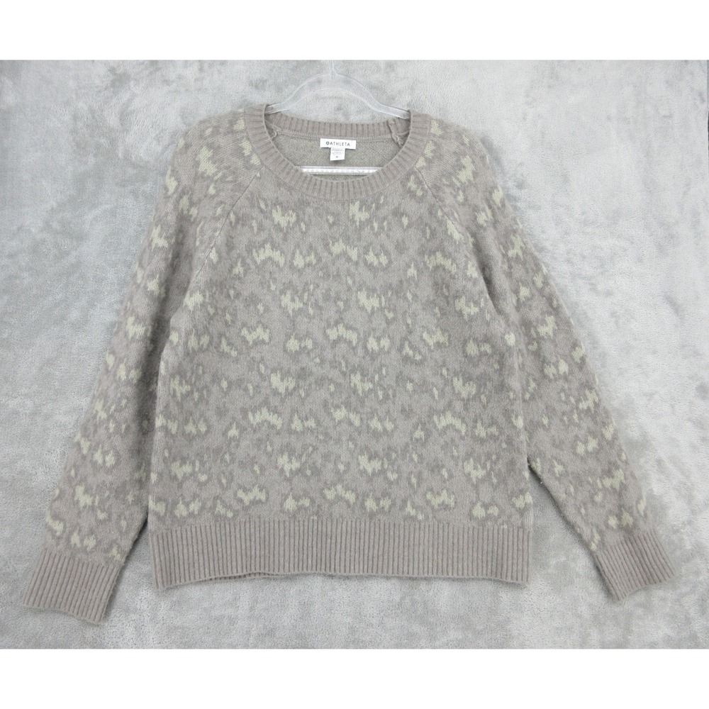 Athleta Sweater Womens Size M Hawthorn Merino Wool Quiet Luxury Animal Print